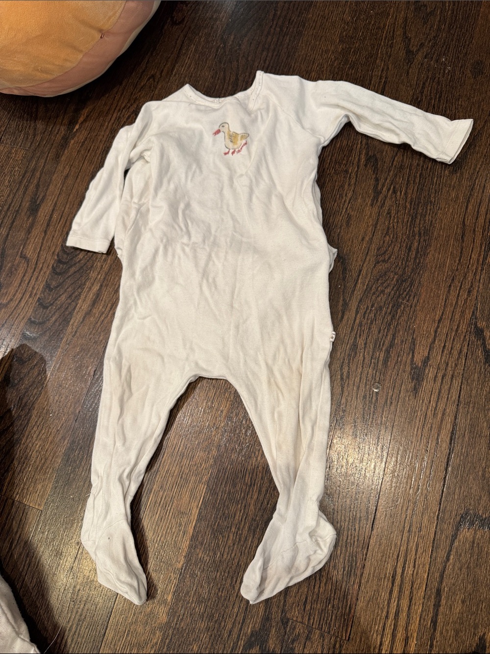 Bonpoint Cream Footed One-Piece with Duck Motif